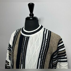 VTG 90s Alan Stuart 3D Textured Knit Coogi Style Sweater Men's XL Cosby Biggie